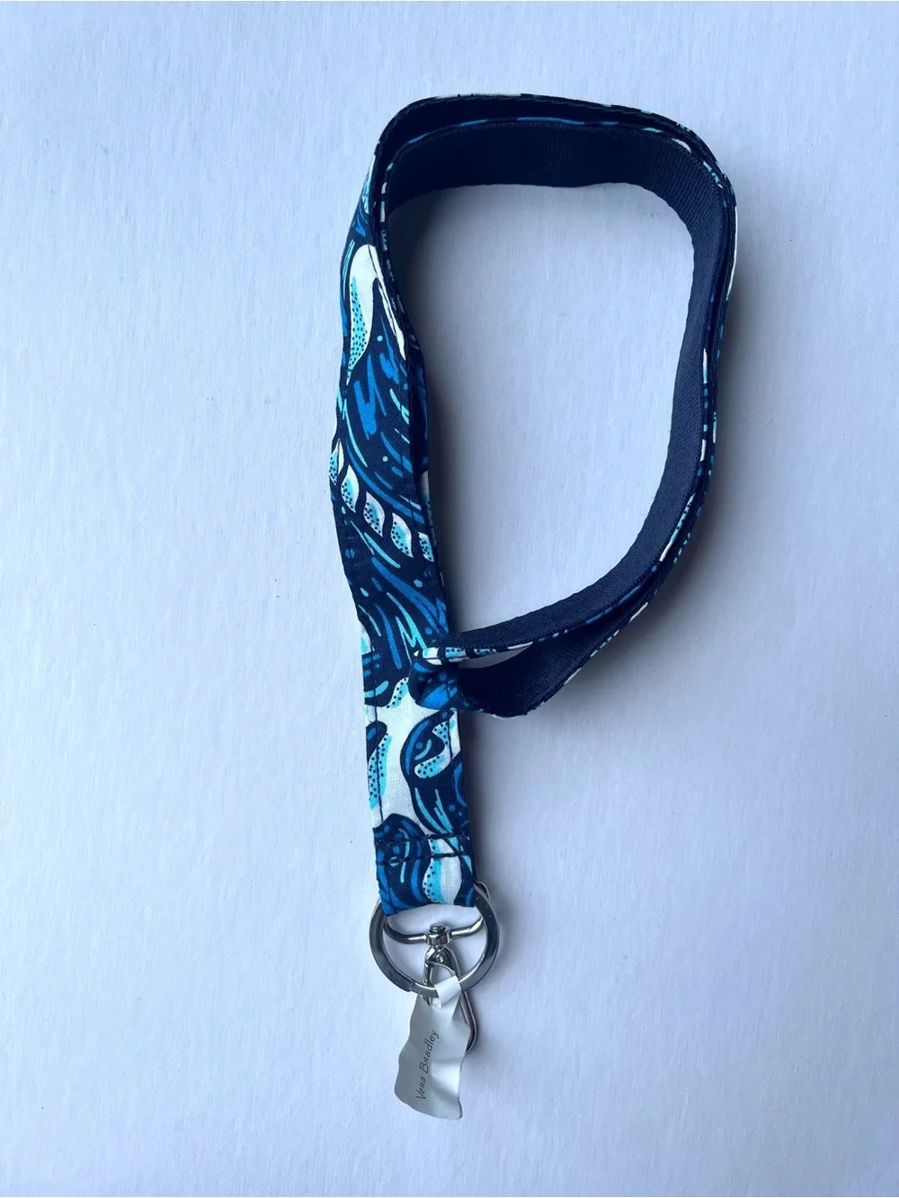 Vera Bradley Shore Enough Wide Lanyard NWT Key Holder Blue & White